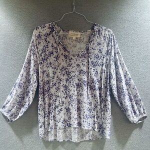 Cloth & Stone Womens Blouse Leopard Print Purple White Boho